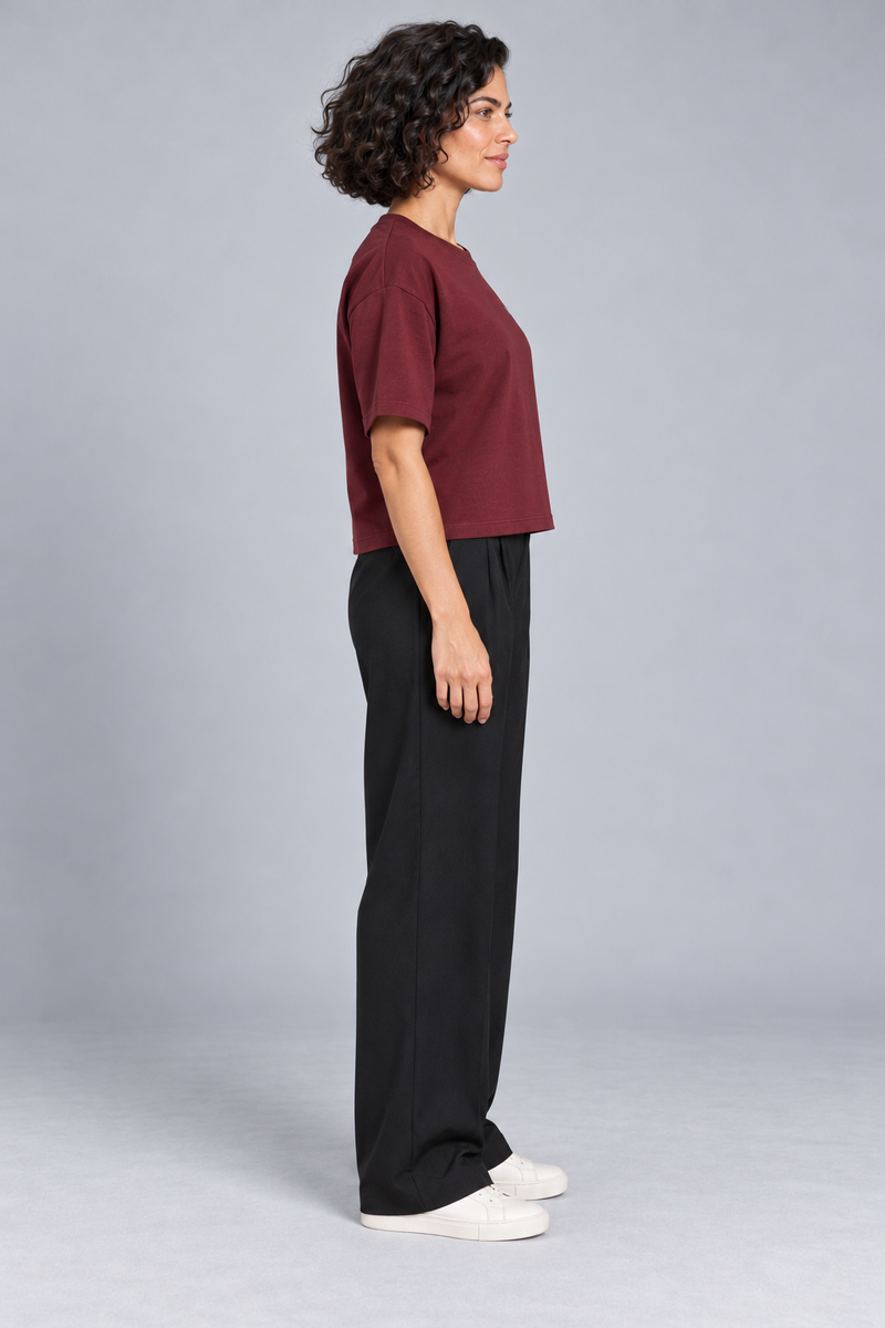 CITY SIGNAL Women's Block One Short Tee — Oxblood, View 4