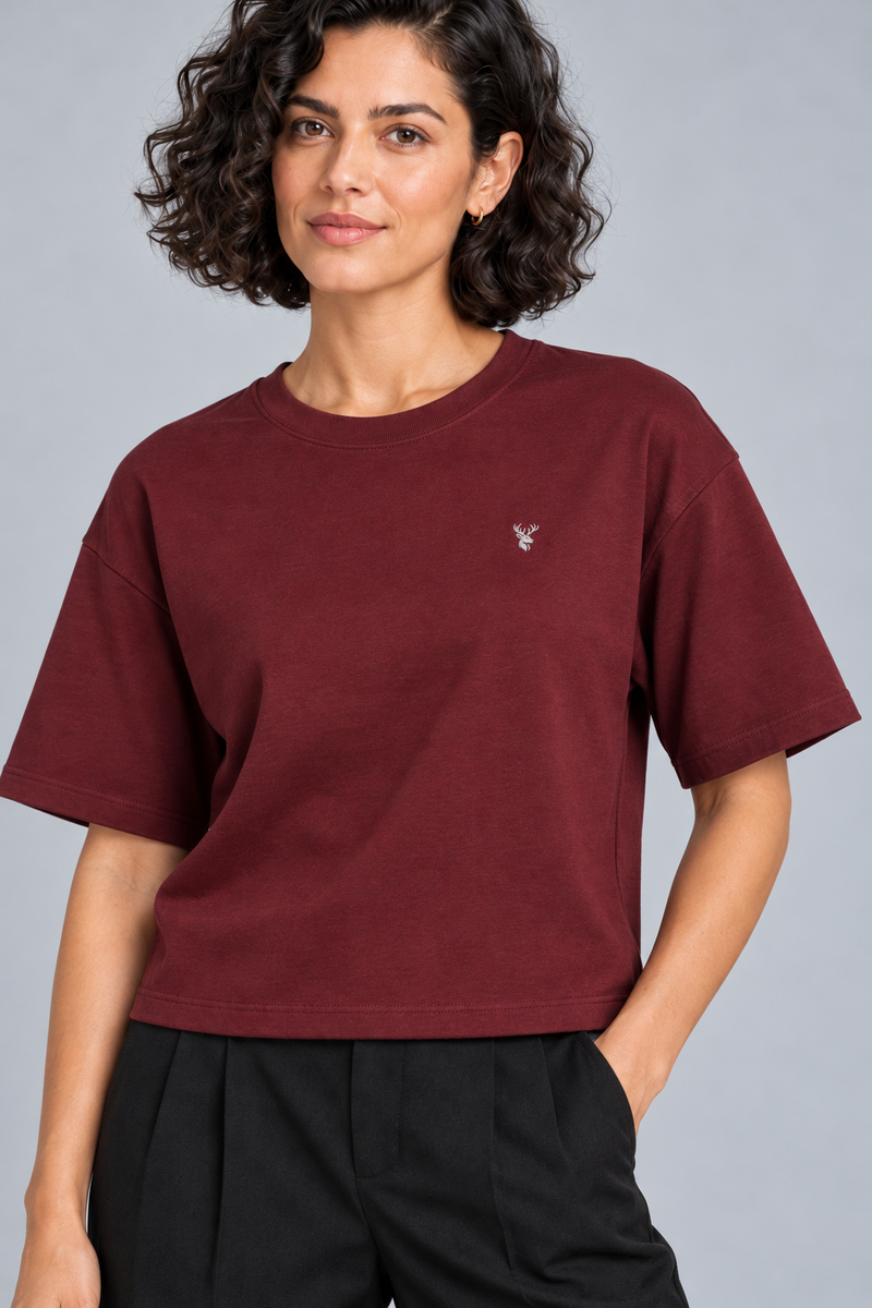 CITY SIGNAL Women's Block One Short Tee — Oxblood, View 5