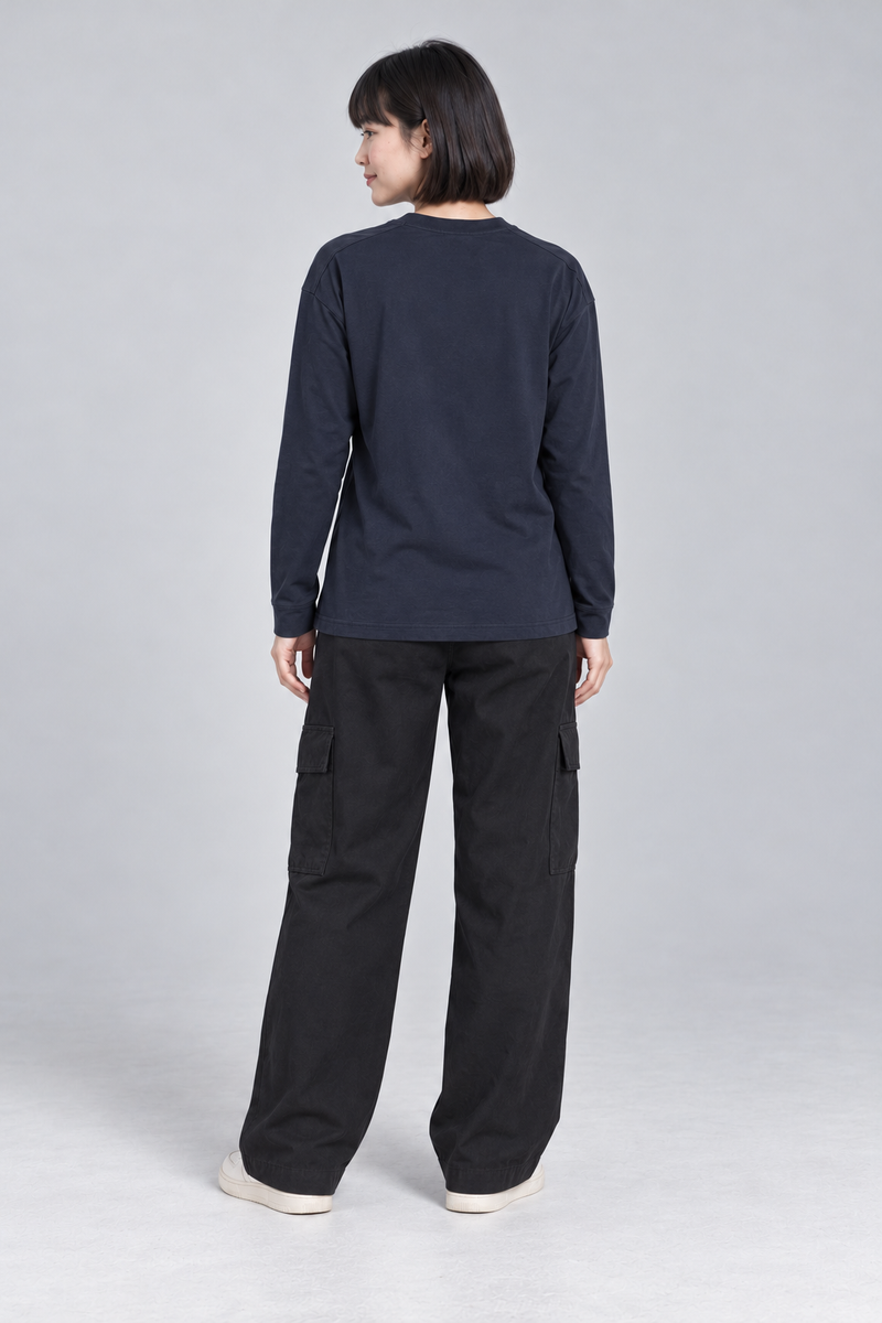 CITY SIGNAL Women's Crossline Long Tee — Ink Navy, View 2
