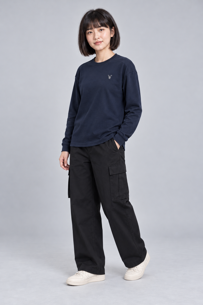 CITY SIGNAL Women's Crossline Long Tee — Ink Navy, View 3