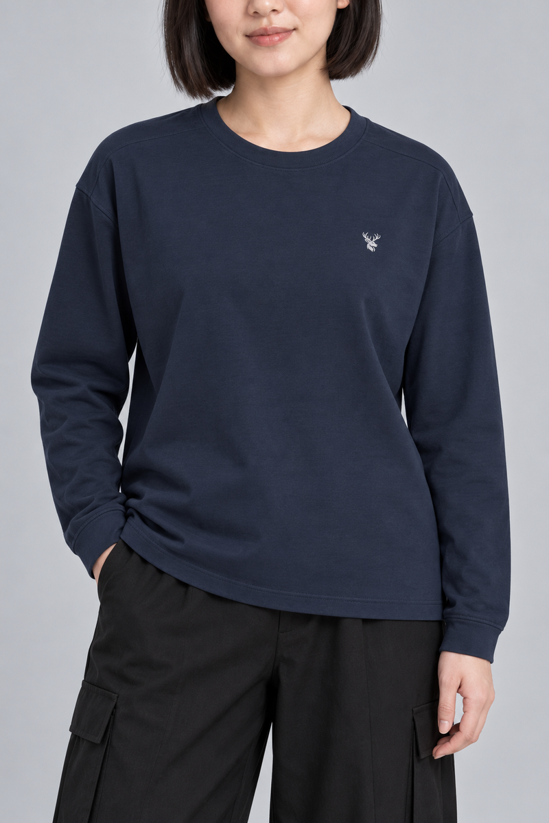 CITY SIGNAL Women's Crossline Long Tee — Ink Navy, View 5