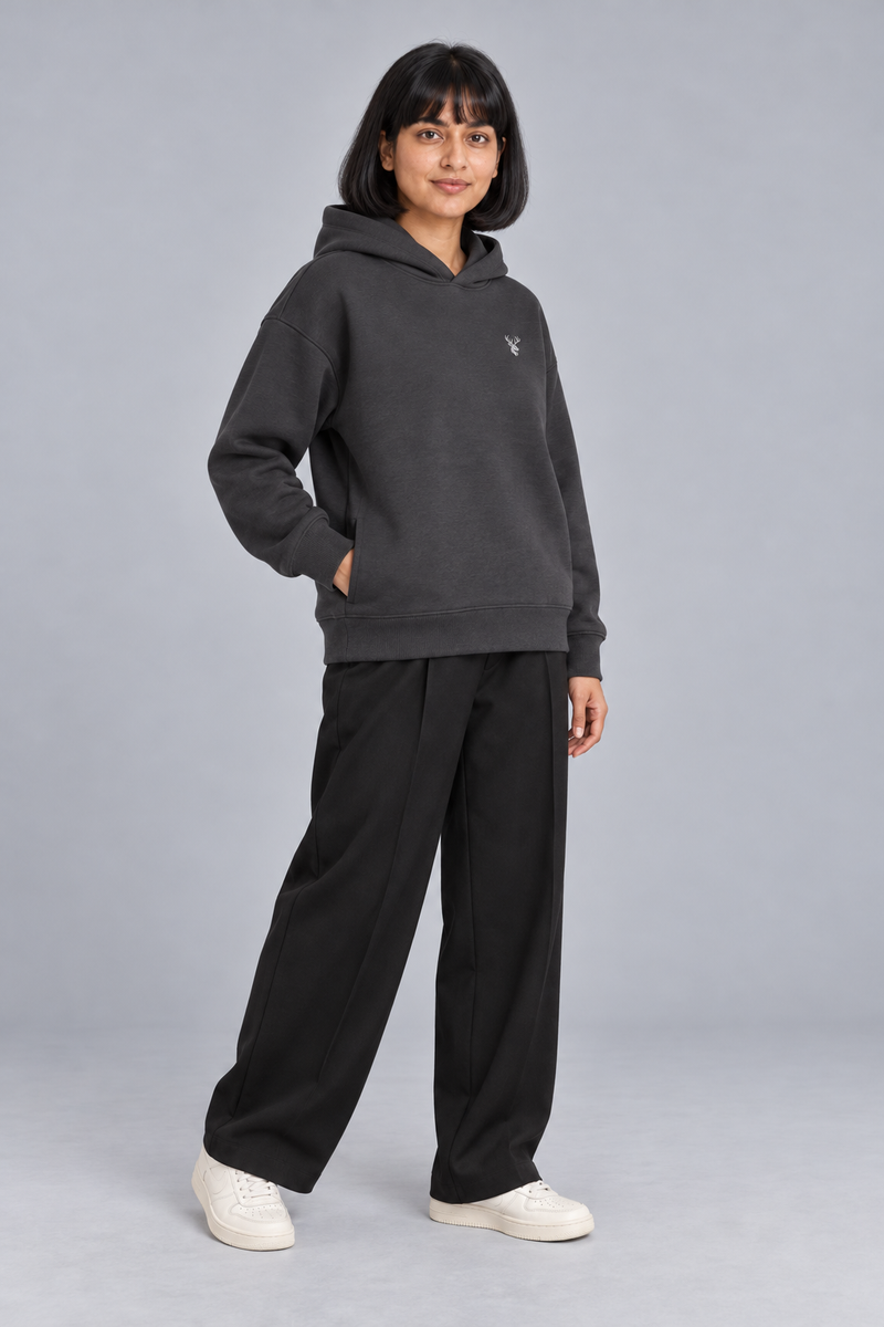 CITY SIGNAL Women's Signal Short Hoodie — Charcoal, View 3