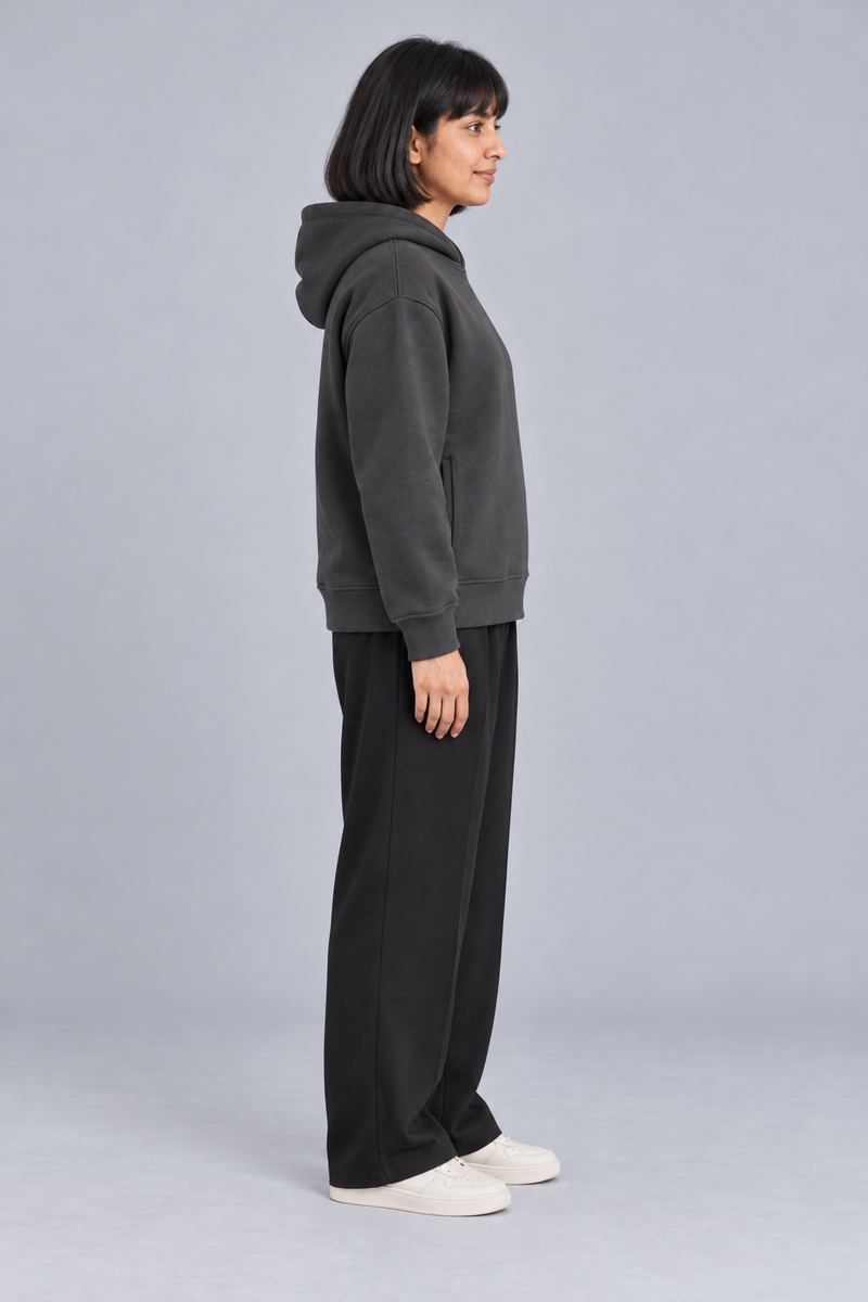 CITY SIGNAL Women's Signal Short Hoodie — Charcoal, View 4