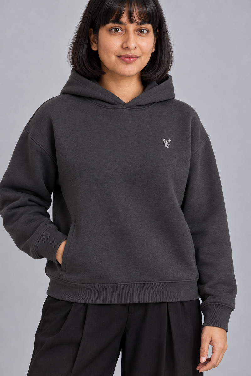CITY SIGNAL Women's Signal Short Hoodie — Charcoal, View 5