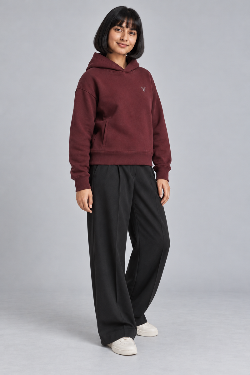 CITY SIGNAL Women's Signal Short Hoodie — Oxblood, View 3