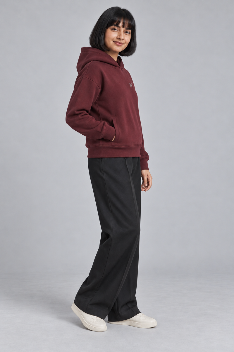 CITY SIGNAL Women's Signal Short Hoodie — Oxblood, View 4