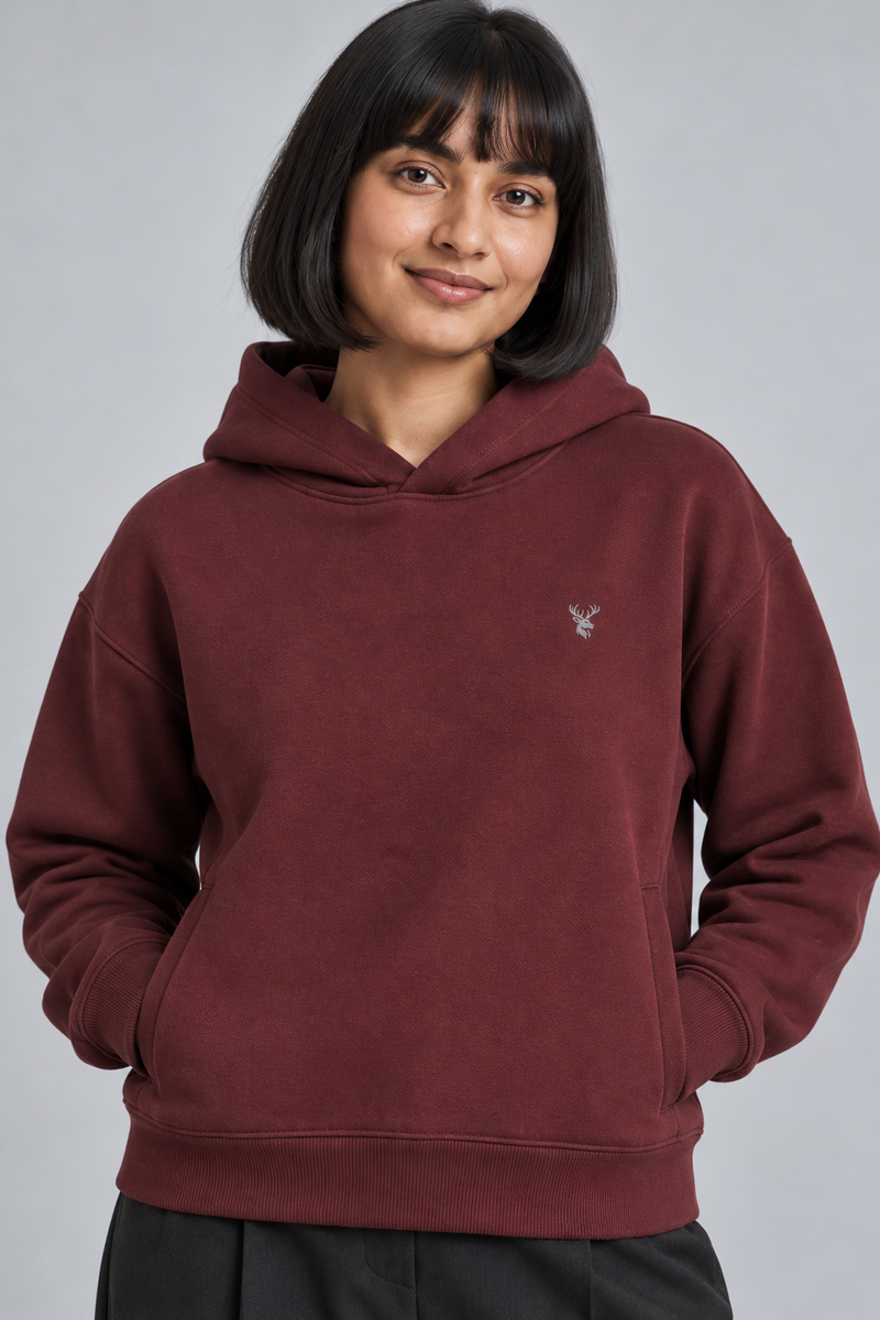 CITY SIGNAL Women's Signal Short Hoodie — Oxblood, View 5