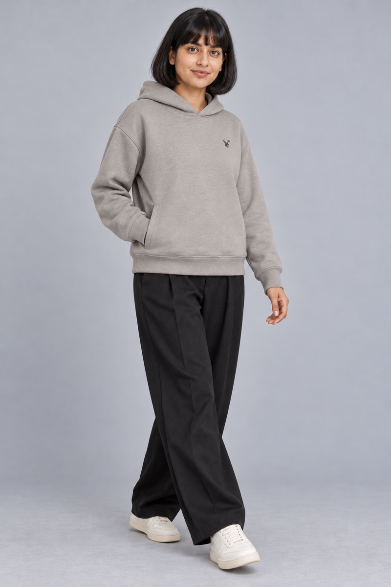 CITY SIGNAL Women's Signal Short Hoodie — Warm Grey, View 3