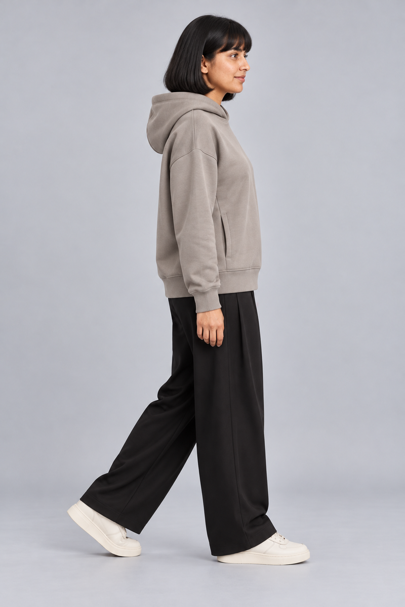 CITY SIGNAL Women's Signal Short Hoodie — Warm Grey, View 4