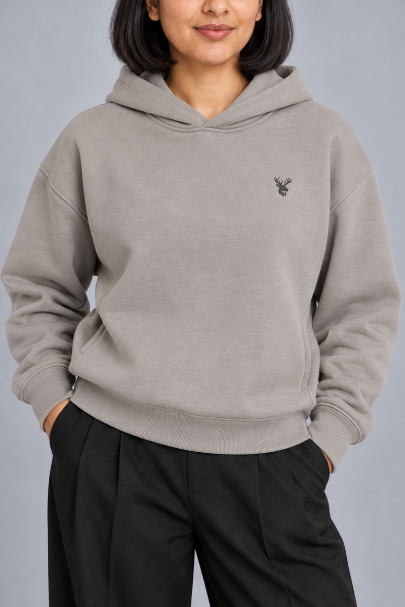 CITY SIGNAL Women's Signal Short Hoodie — Warm Grey, View 5
