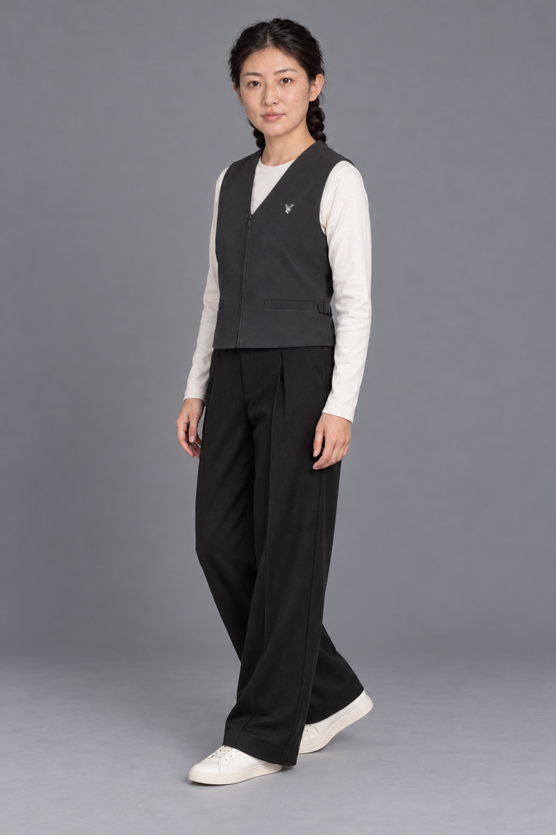 CITY SIGNAL Women's Platform Short Vest — Charcoal, View 3