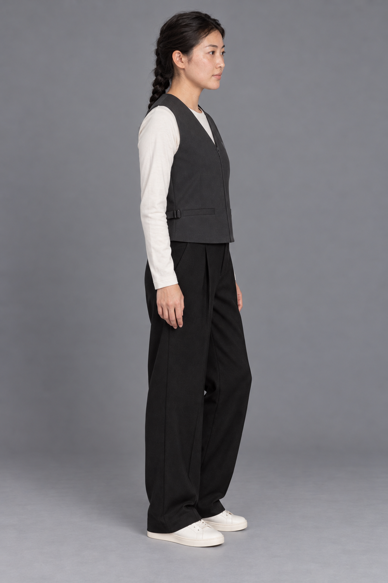 CITY SIGNAL Women's Platform Short Vest — Charcoal, View 4