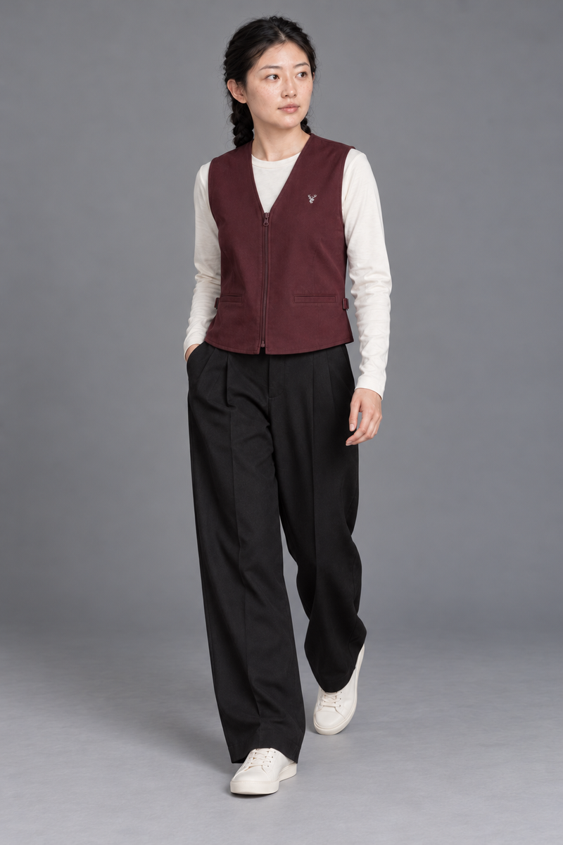 CITY SIGNAL Women's Platform Short Vest — Oxblood, View 3