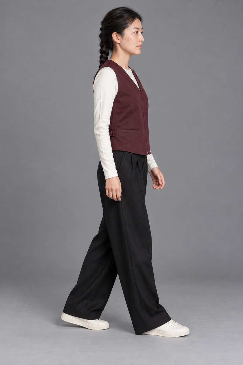 CITY SIGNAL Women's Platform Short Vest — Oxblood, View 4