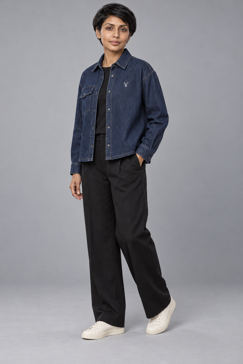 CITY SIGNAL Women's Crossline Denim Shirt — Deep Indigo, View 3