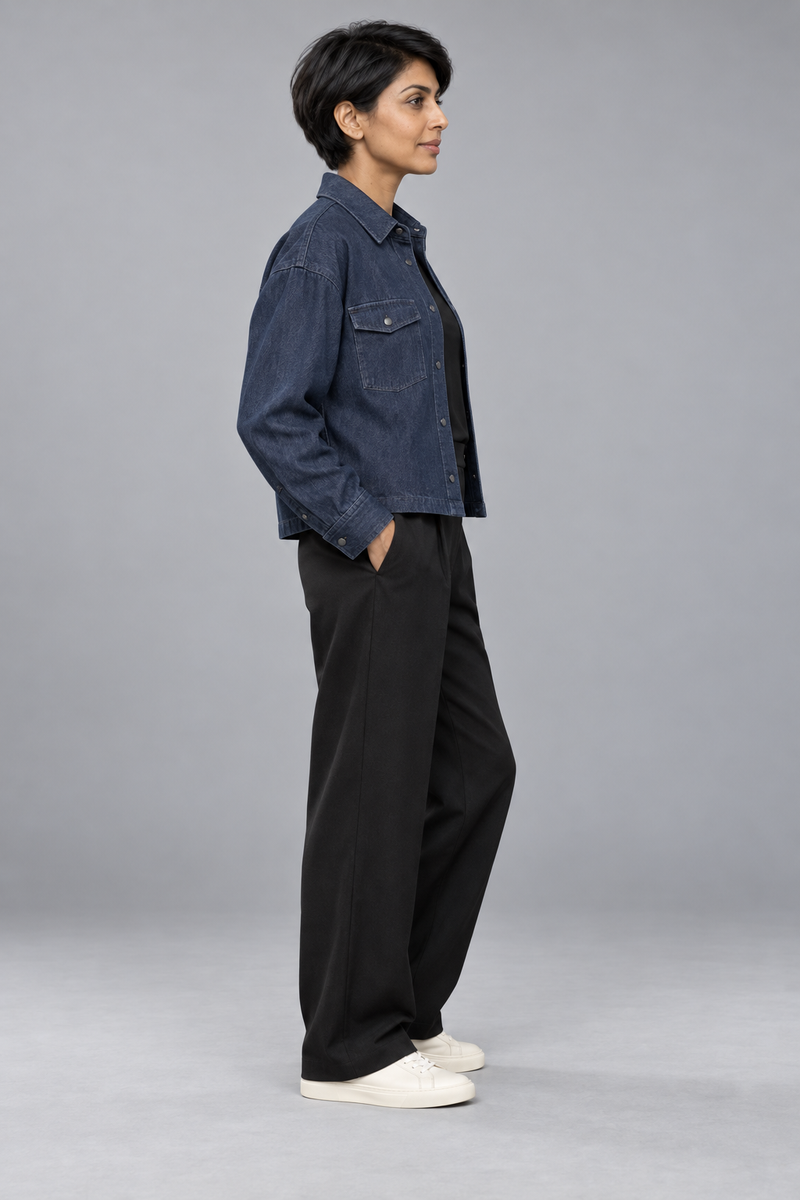 CITY SIGNAL Women's Crossline Denim Shirt — Deep Indigo, View 4