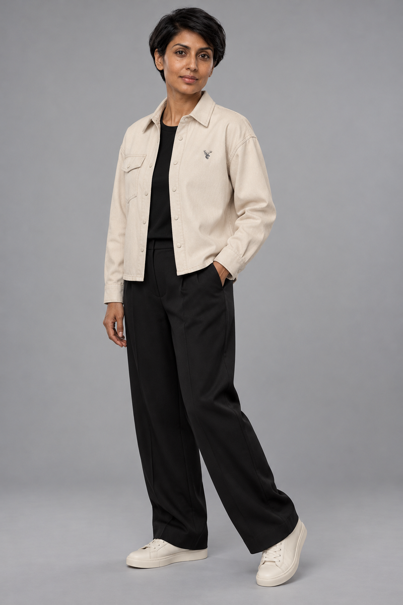 CITY SIGNAL Women's Crossline Denim Shirt — Ecru, View 3