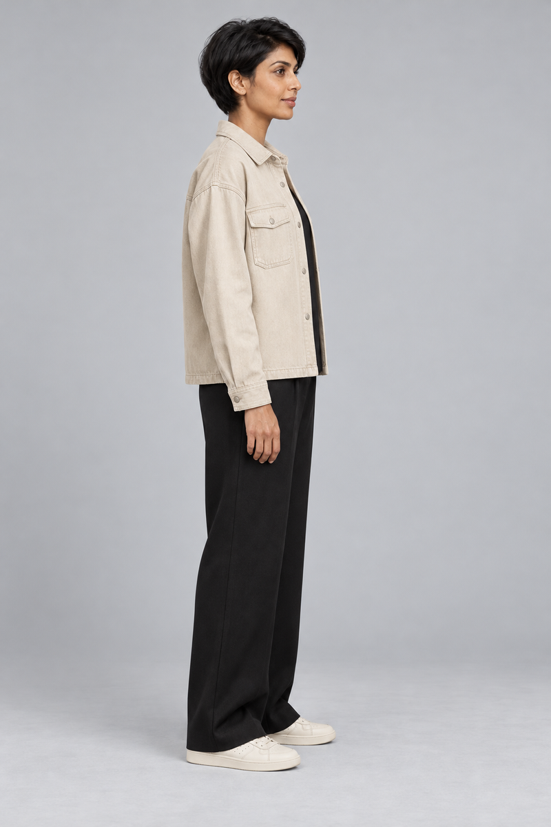CITY SIGNAL Women's Crossline Denim Shirt — Ecru, View 4