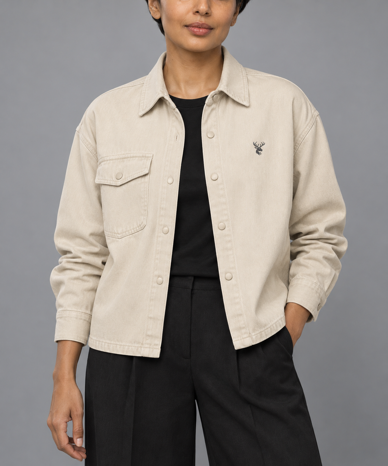 CITY SIGNAL Women's Crossline Denim Shirt — Ecru, View 5