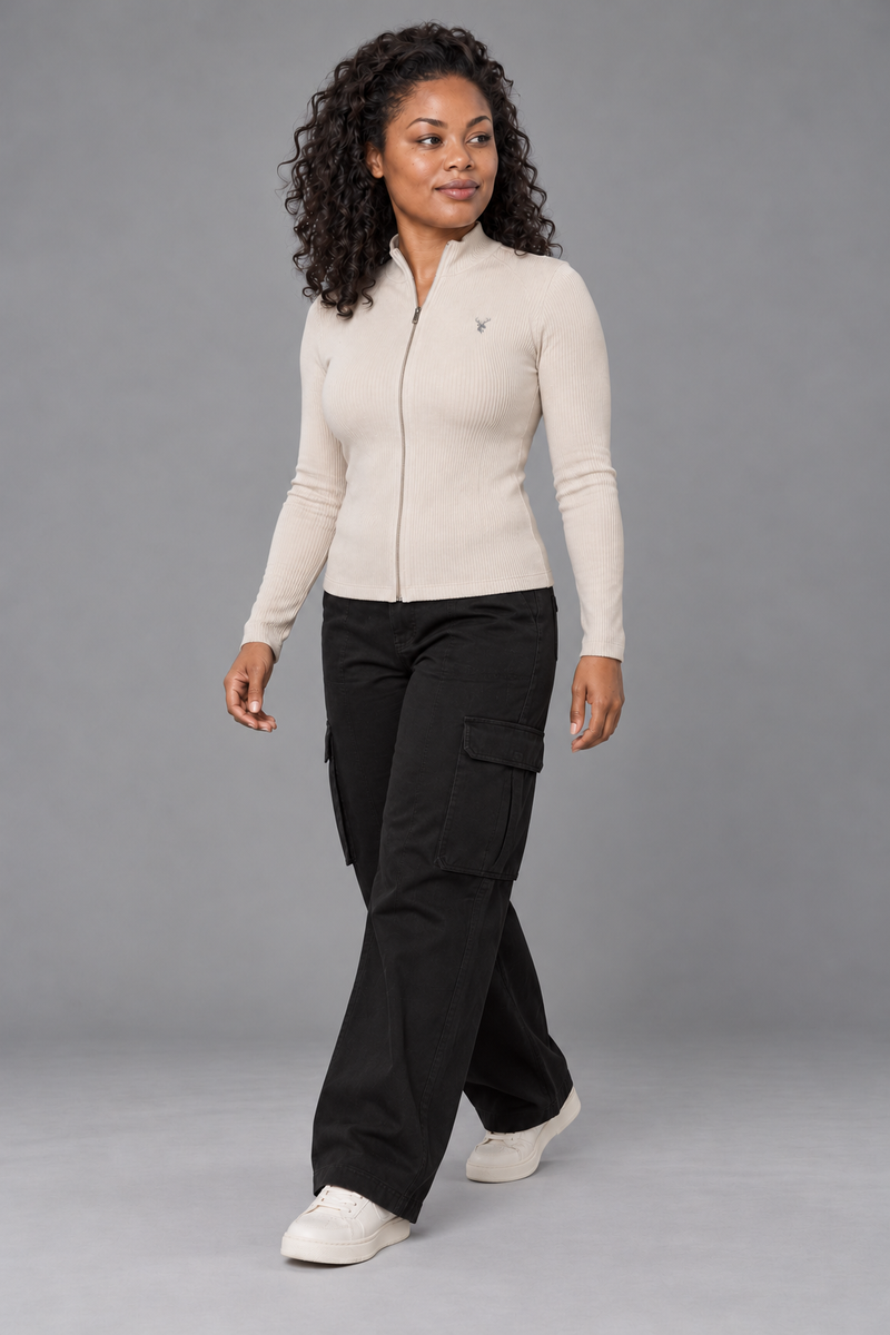 CITY SIGNAL Women's Signal Rib Zip Top — Bone, View 3