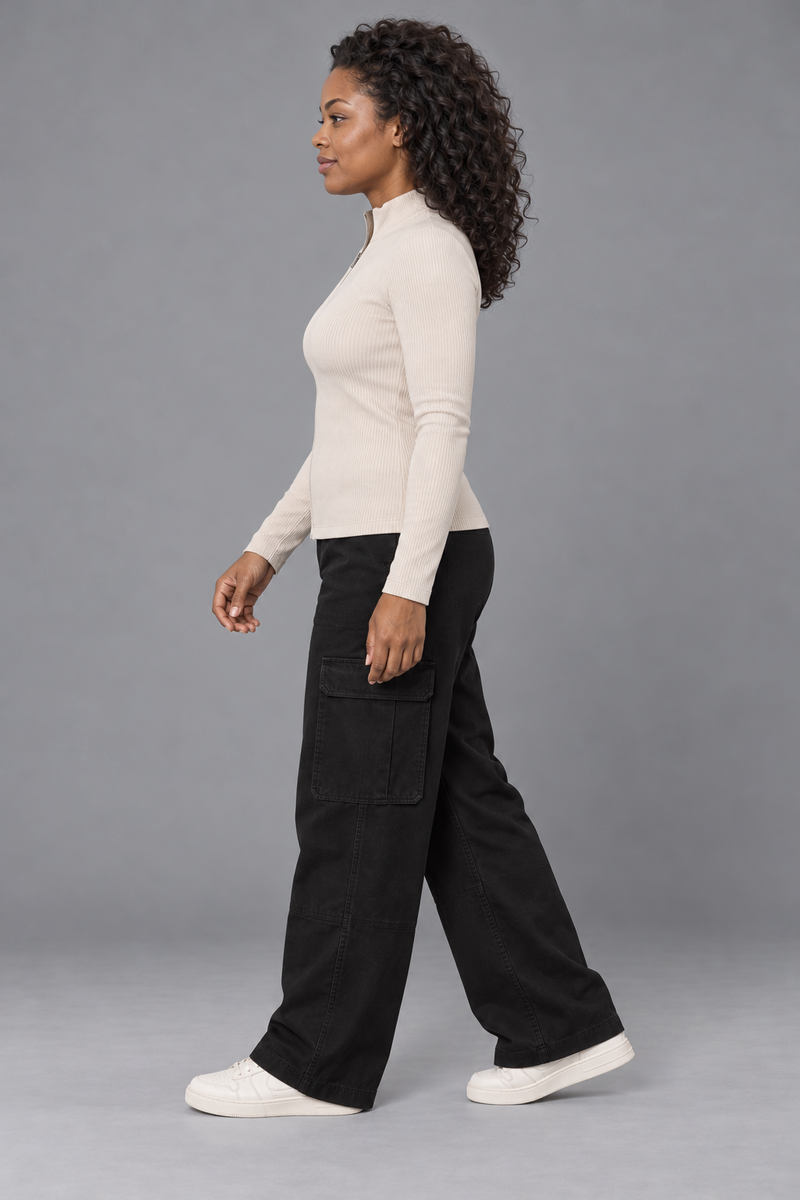 CITY SIGNAL Women's Signal Rib Zip Top — Bone, View 4