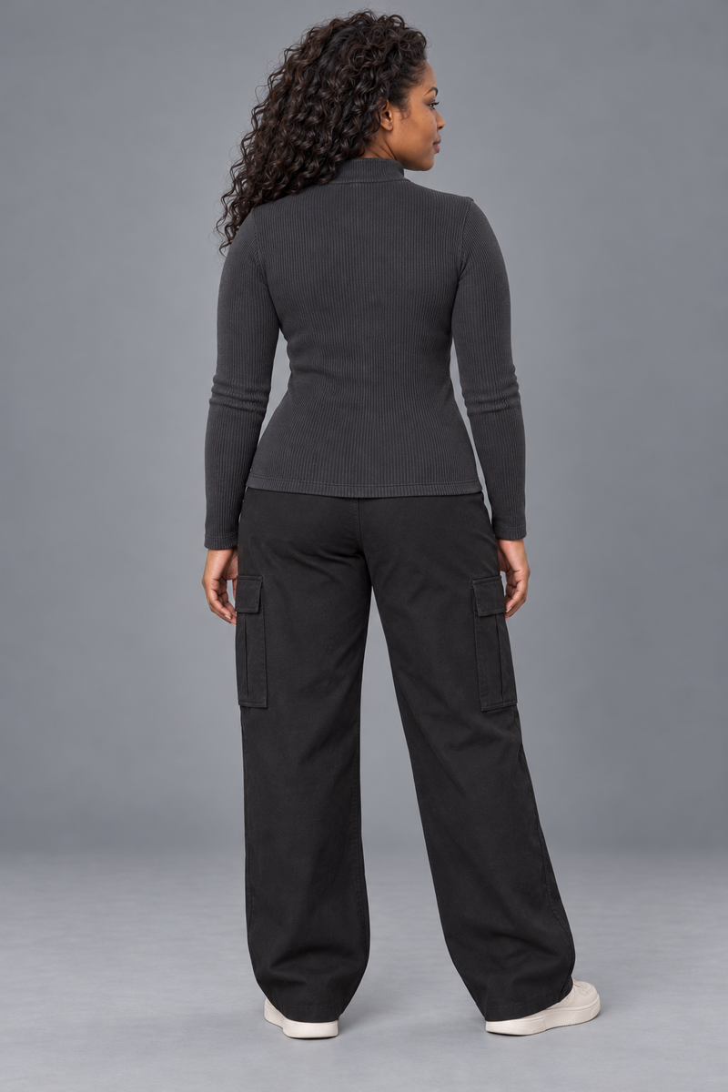 CITY SIGNAL Women's Signal Rib Zip Top — Charcoal, View 2