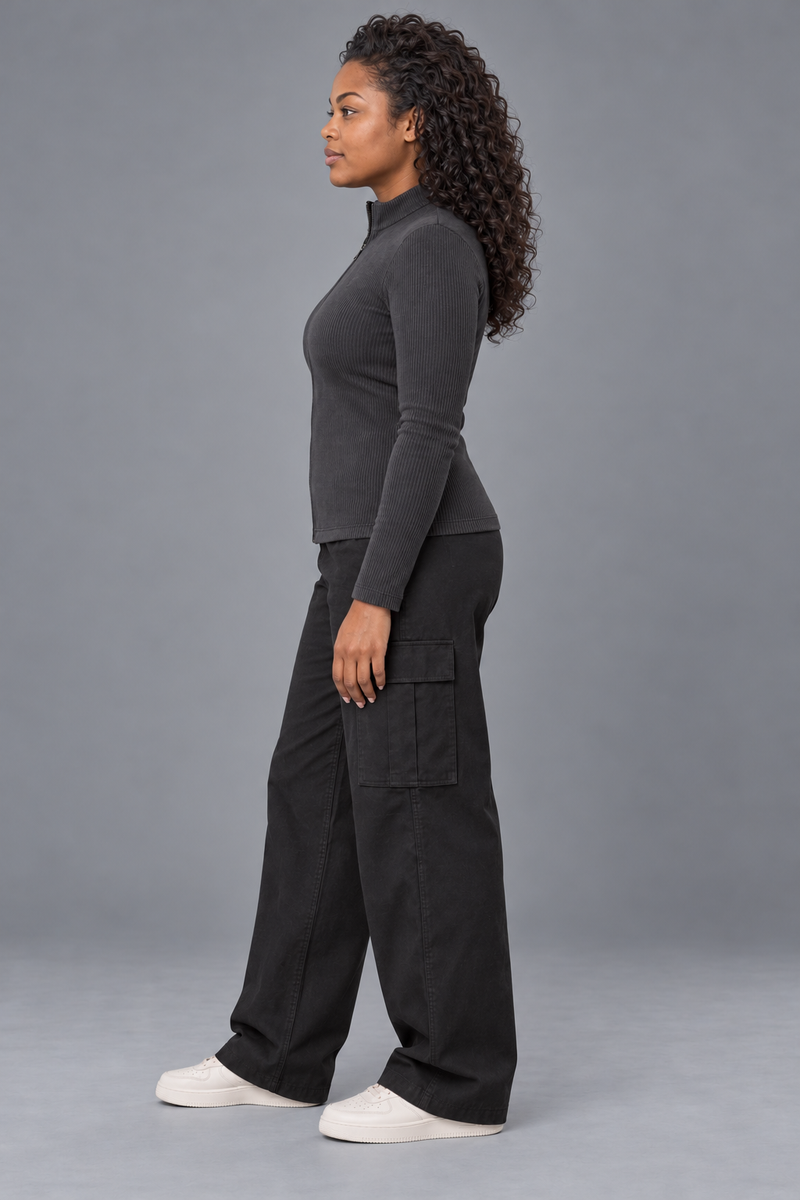 CITY SIGNAL Women's Signal Rib Zip Top — Charcoal, View 4
