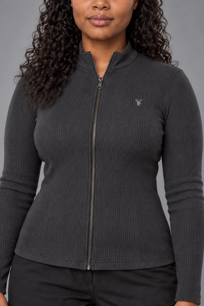 CITY SIGNAL Women's Signal Rib Zip Top — Charcoal, View 5