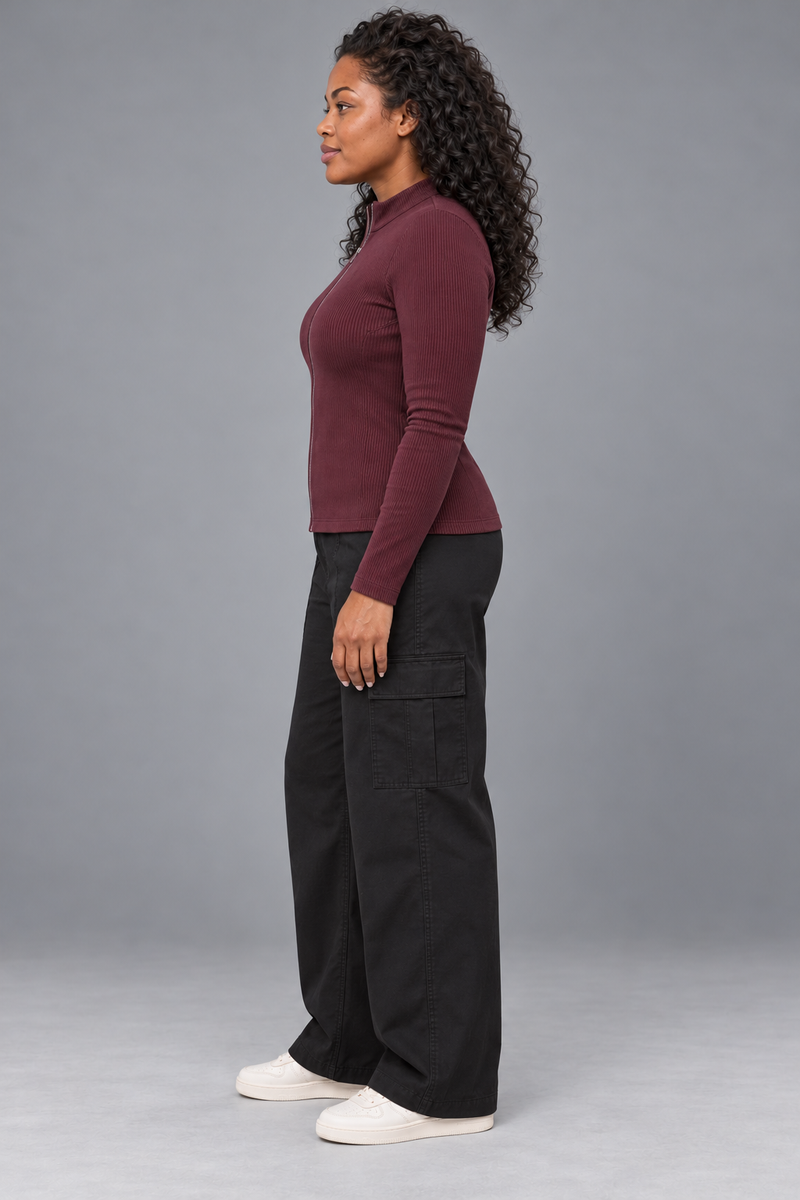CITY SIGNAL Women's Signal Rib Zip Top — Oxblood, View 4