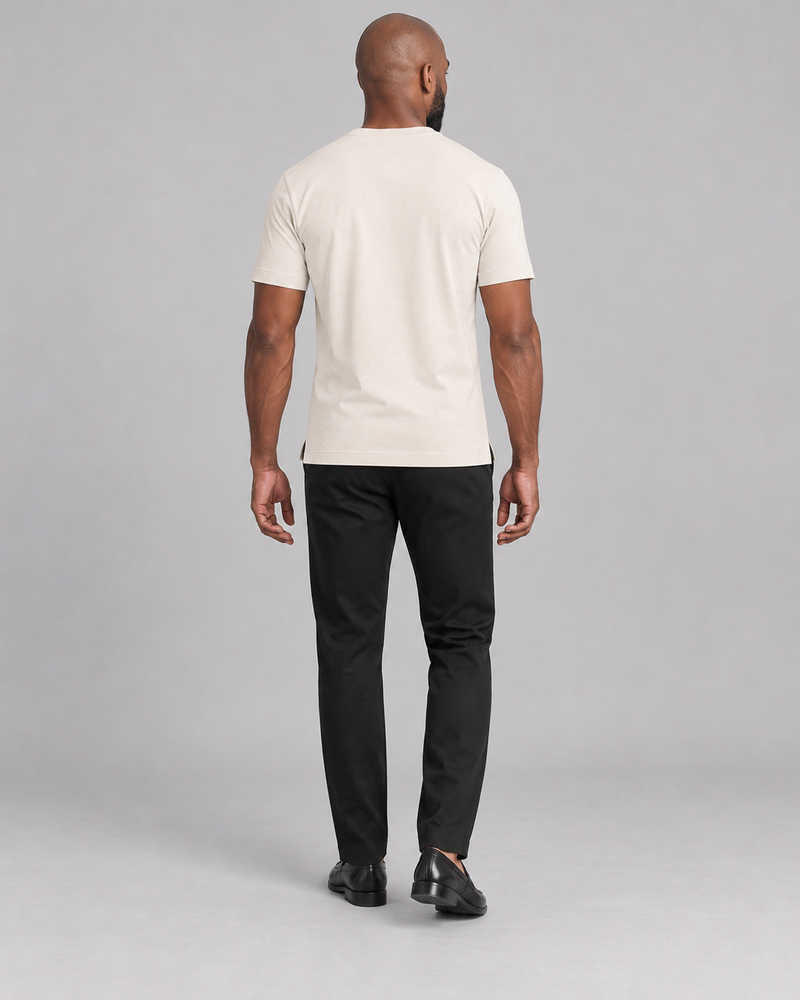INTERVAL / 01 Men's Trace Interlock Tee — Cream, Back view