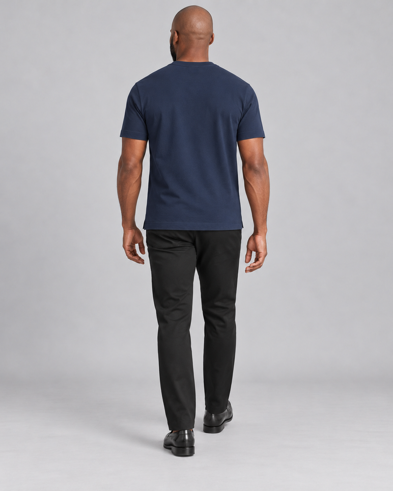 INTERVAL / 01 Men's Trace Interlock Tee — Ink Navy, Back view