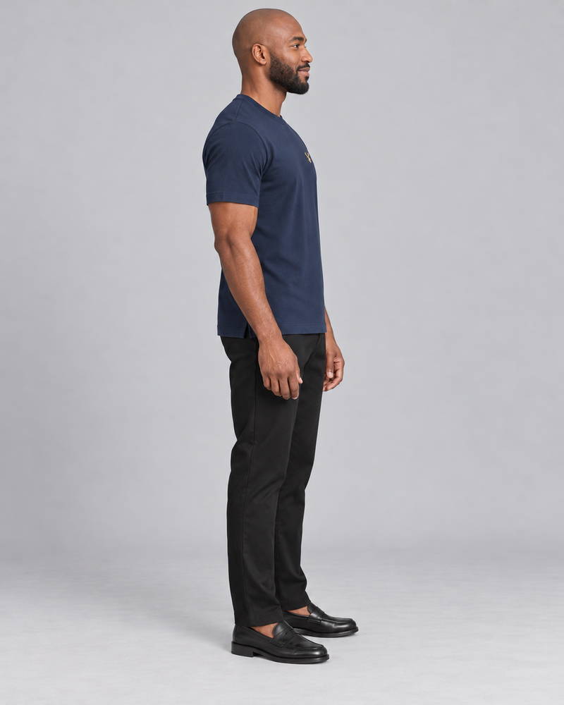 INTERVAL / 01 Men's Trace Interlock Tee — Ink Navy, Side view