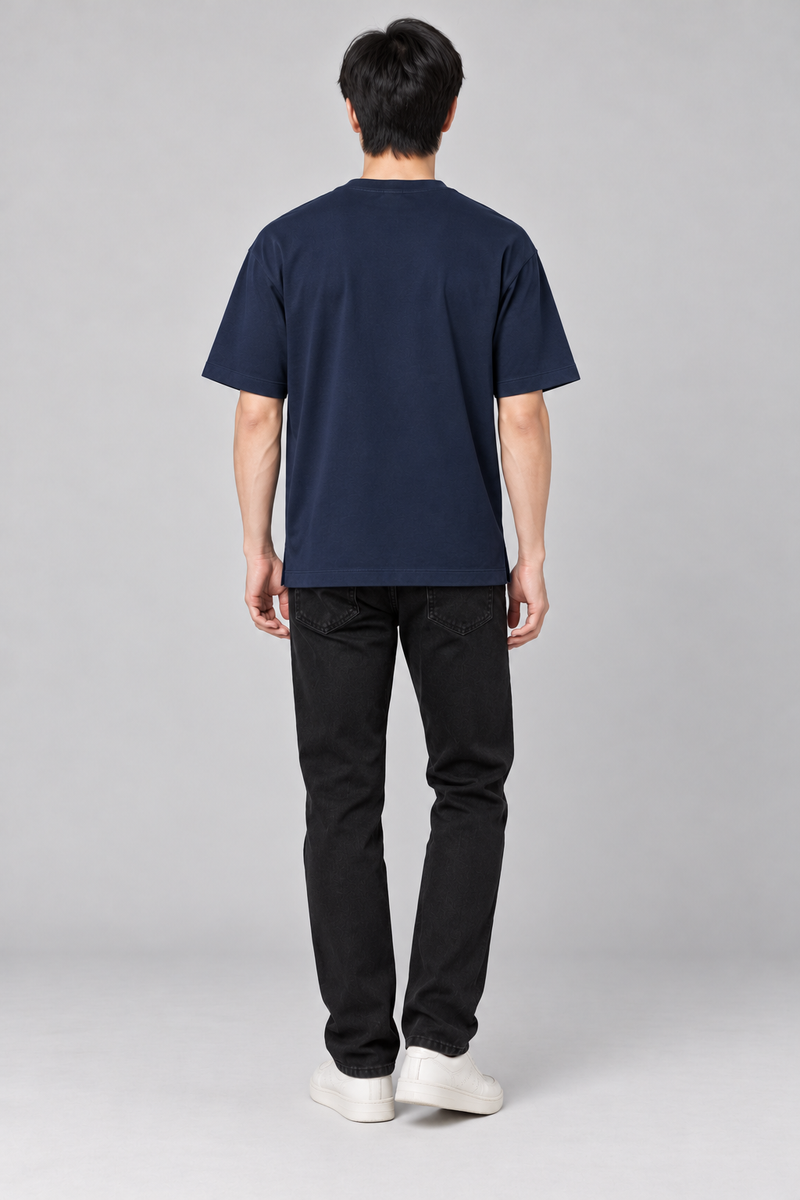 INTERVAL / 01 Unisex Span Relaxed Tee — Ink Navy, Back view