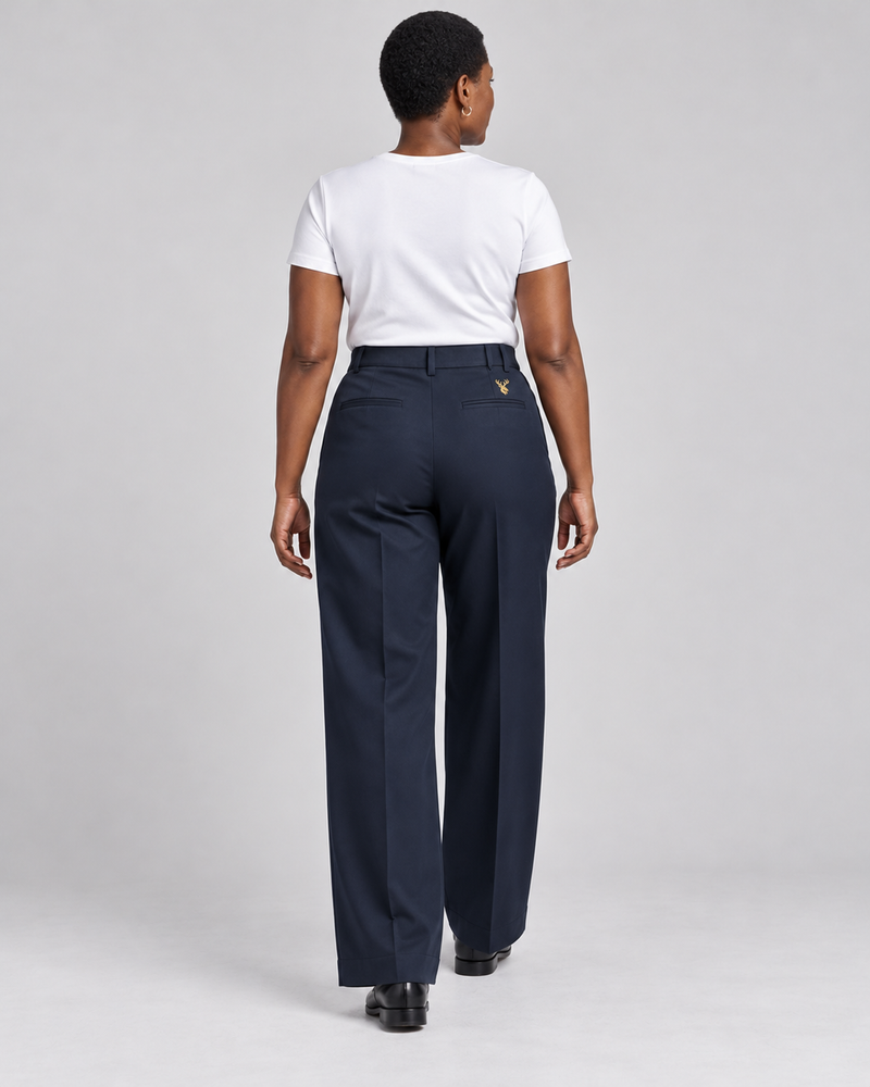 INTERVAL / 01 Women's Ledger Wide-Leg Trouser — Ink Navy, Back view