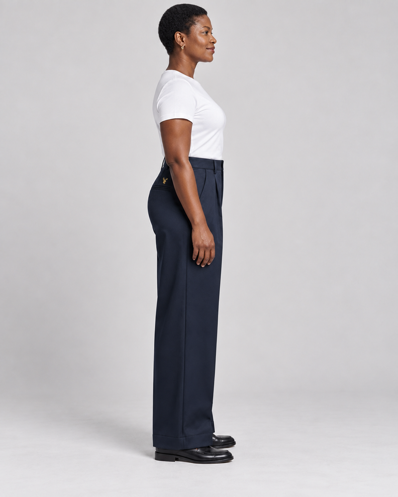 INTERVAL / 01 Women's Ledger Wide-Leg Trouser — Ink Navy, Side view