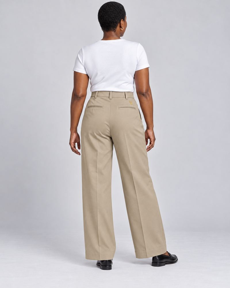 INTERVAL / 01 Women's Ledger Wide-Leg Trouser — Stone, Back view