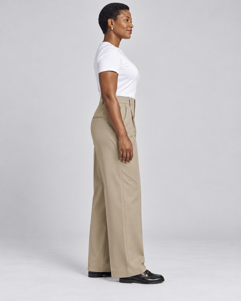 INTERVAL / 01 Women's Ledger Wide-Leg Trouser — Stone, Side view
