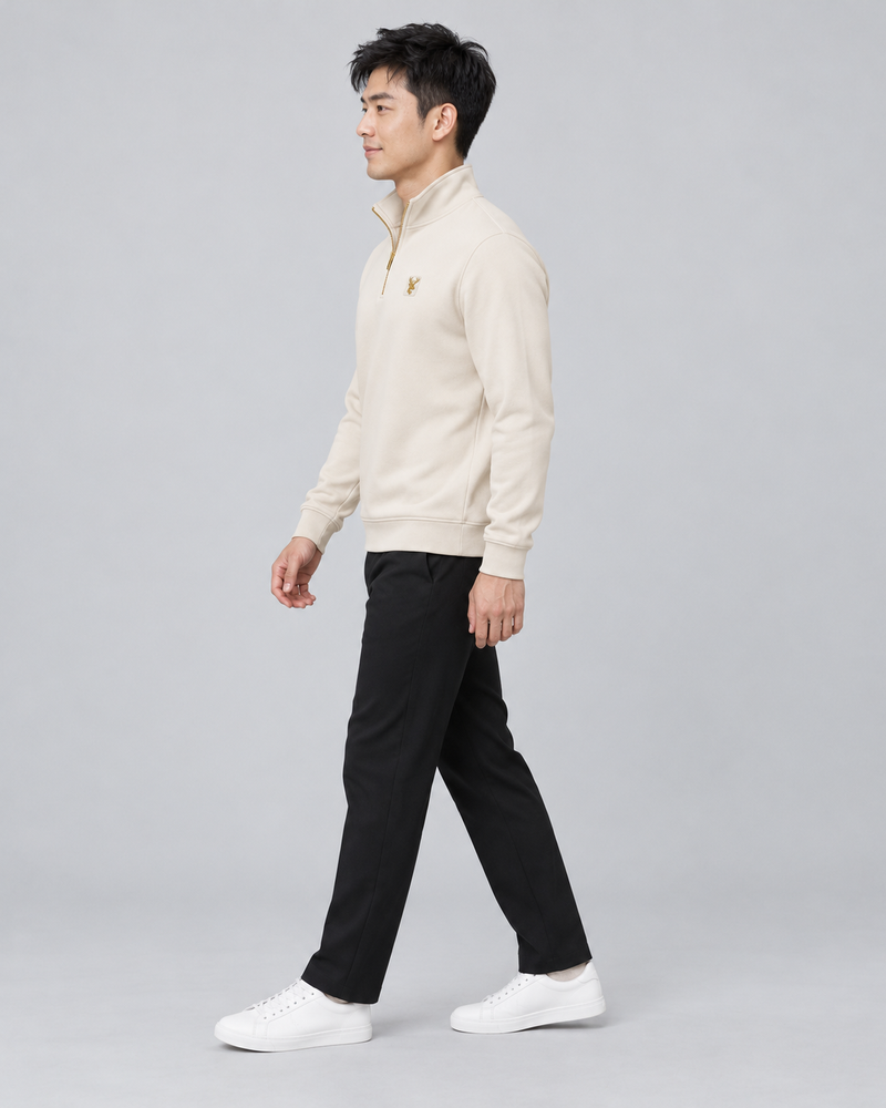 Gold Edition Men's Regent Quarter-Zip — Cream, Side view
