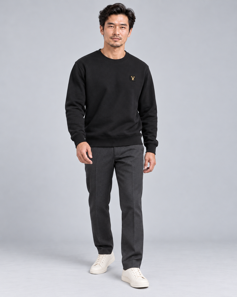 Gold Edition Men's Atelier Architectural Crewneck — Black, Three-quarter view