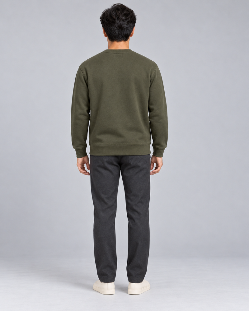 Gold Edition Men's Atelier Architectural Crewneck — Dark Olive, Back view