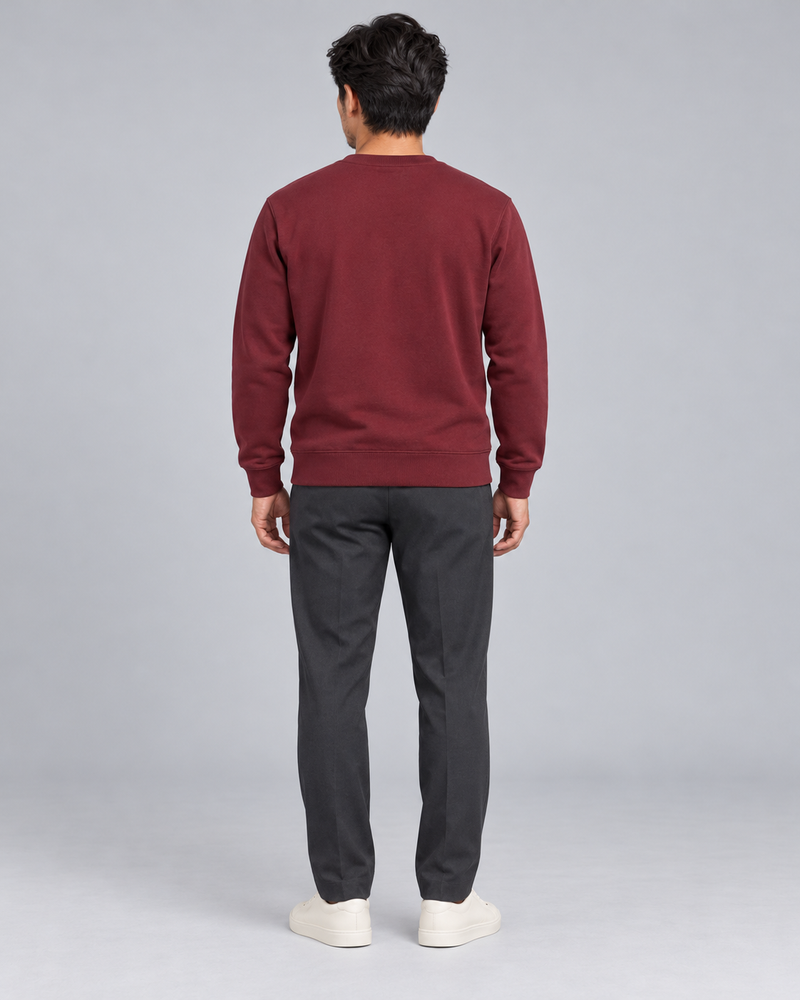 Gold Edition Men's Atelier Architectural Crewneck — Deep Burgundy, Back view