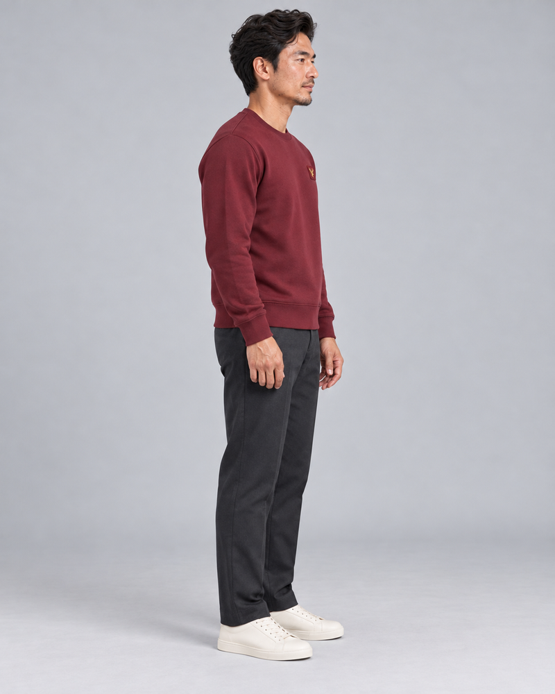Gold Edition Men's Atelier Architectural Crewneck — Deep Burgundy, Side view