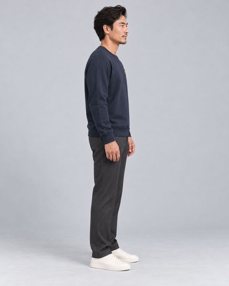 Gold Edition Men's Atelier Architectural Crewneck — Midnight Navy, Side view