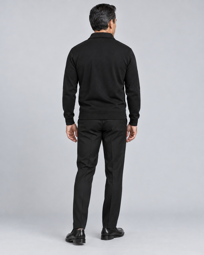 Gold Edition Men's Gallery Fold-Collar Half-Zip — Black, Back view