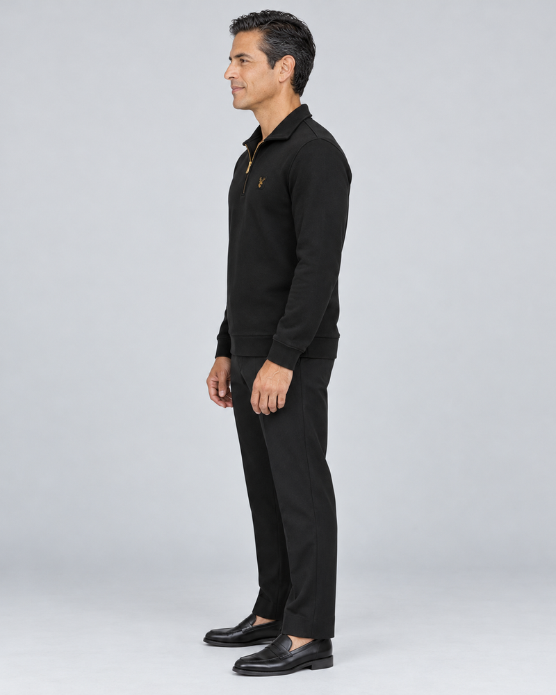 Gold Edition Men's Gallery Fold-Collar Half-Zip — Black, Side view