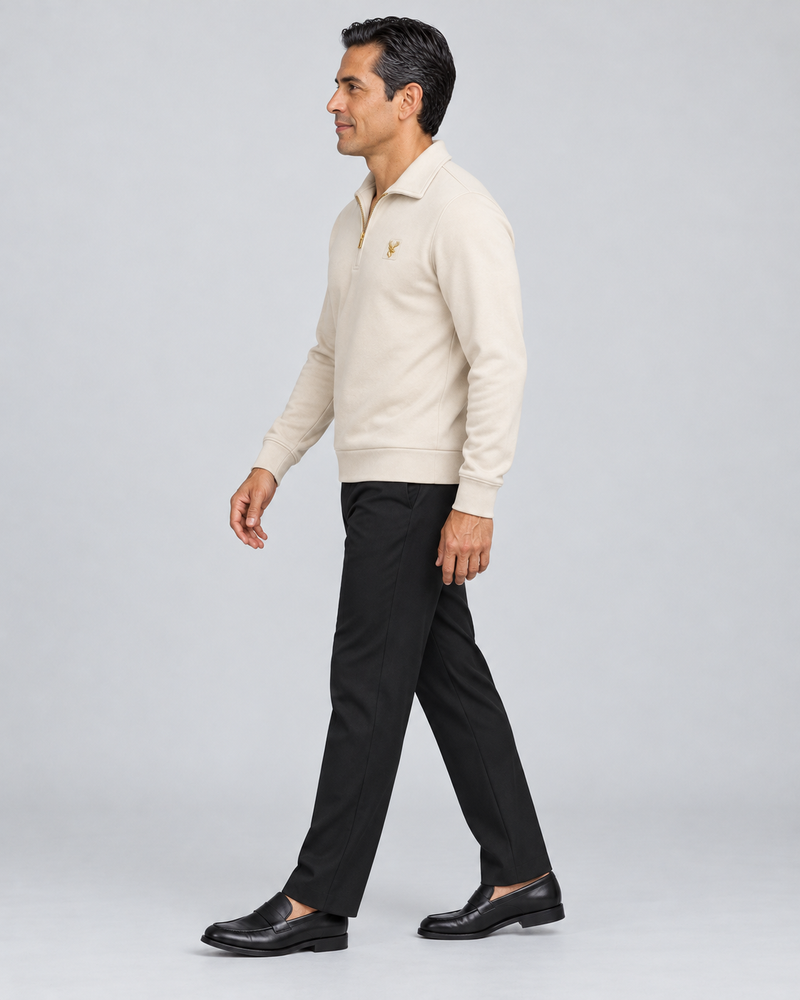 Gold Edition Men's Gallery Fold-Collar Half-Zip — Cream, Side view