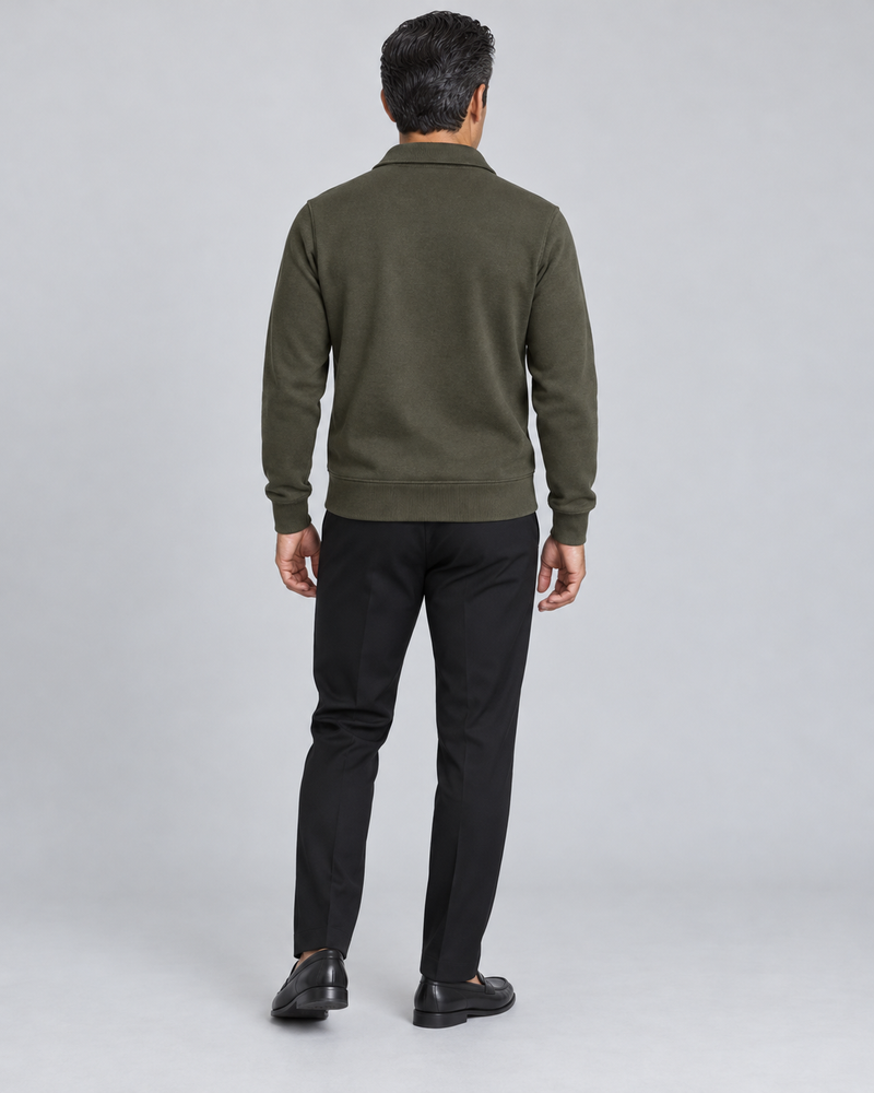 Gold Edition Men's Gallery Fold-Collar Half-Zip — Dark Olive, Back view
