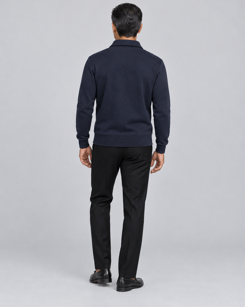 Gold Edition Men's Gallery Fold-Collar Half-Zip — Midnight Navy, Back view