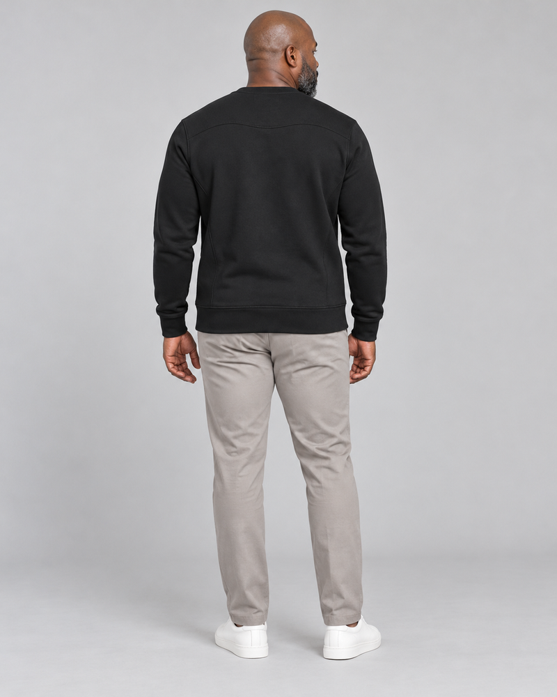 Gold Edition Men's Crest Panelled Crewneck — Black, Back view