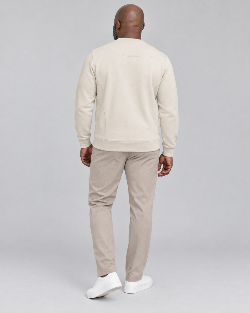 Gold Edition Men's Crest Panelled Crewneck — Cream, Back view